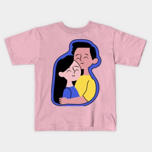 Cute hugging couple sticker Kids T-Shirt